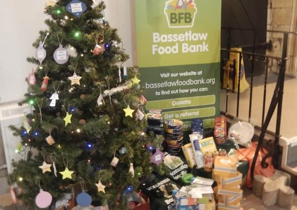 Bassetlaw Food Bank's tree at the festival at Worksop Priory