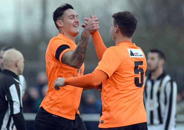 Worksop celebrate a goal against Athersley Rec back in April.