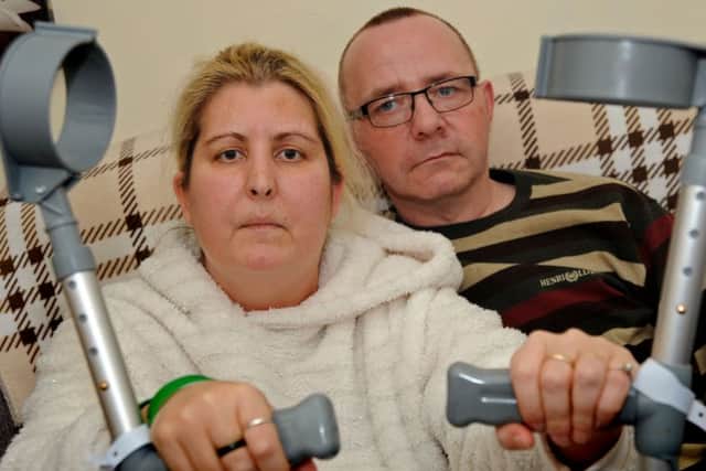 Sera and Ian Carnell pictured at their Ely Close home where Sera had a fall, breaking her hip.