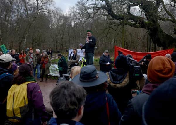 Protest rally against fracking surveys in Sherwood Forest