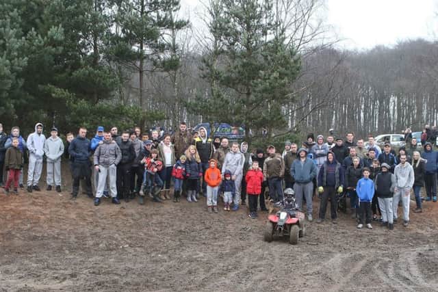 Bikers protest at Manton Pit Top, the large gathering of unhappy riders