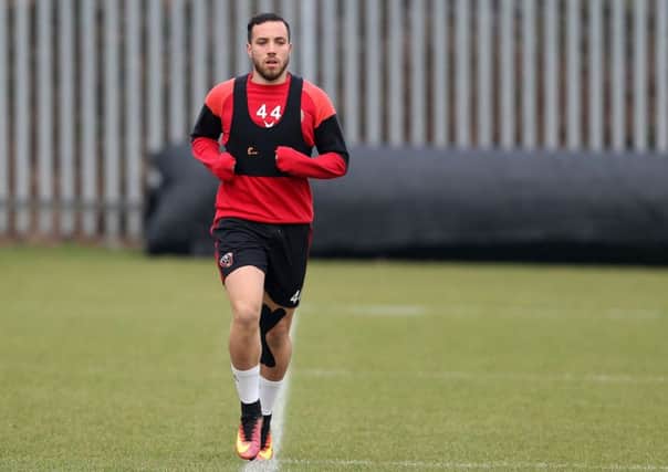 Samir Carruthers of Sheffield Utd  takes part in a light training session. Simon Bellis/Sportimage
