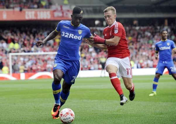 Nottingham Forest v Leeds United..Hadi Sacko battles for the ball with Ben Osborn..27th August 2016 ..Picture by Simon Hulme