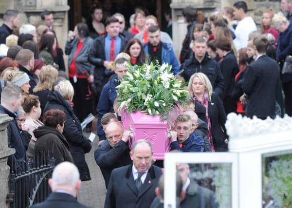 9 Feb 2017...Funeral of murdered teenager Leonne Weeks is held at St Leonards Church in Dinnington , South Yorkshire. Picture Scott Merrylees