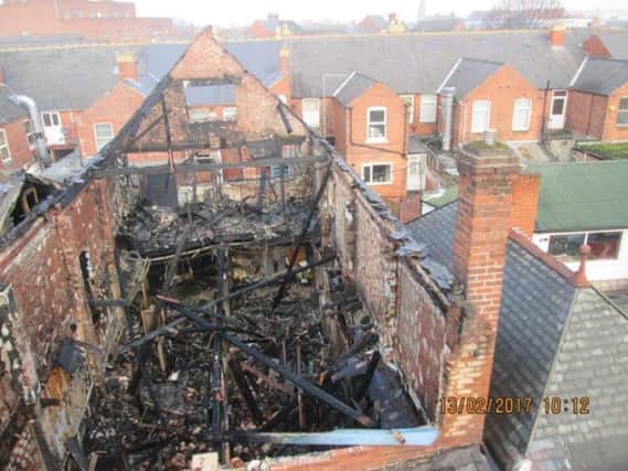 Fire investigators are treating a destructive blaze in Ryton Street as arson (photo courtesy Bassetlaw DC Building Contol)