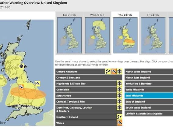 An amber warning is in force for Thursday.