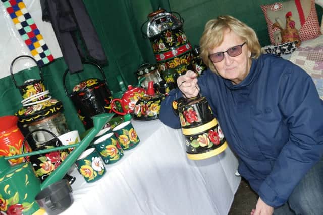 Retford & Worksop Boat Club hold an open day on Chesterfield Canal. Carol Findley with her crafted goods   Picture: Sarah Washbourn / www.yellowbellyphotos.com
