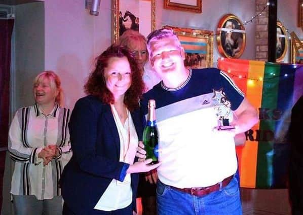 Steve Roberts, winner of Worksop Pride's Got Talent, will also perform at the festival. He is pictured with Worksop Pride founder Crystal Lucas. Photo by Daniel Wielopolski.