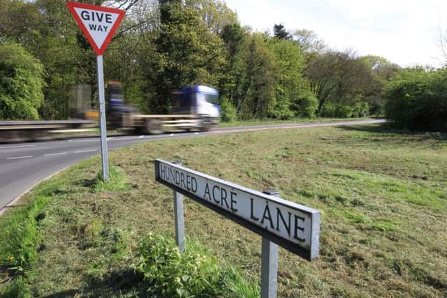 Blyth Road with the junction of Hundred Acre Lane in Worksop.