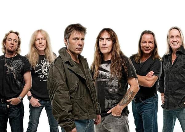 Worksop-born Bruce Dickinson, centre, and Iron Maiden.