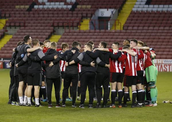 Sheffield United under-18's get together at the end of their play-off final win: Simon Bellis/Sportimage