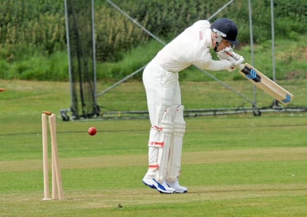 Killamarsh Juniors opener Ryan Parsons is bowled in the first over against Worksop.