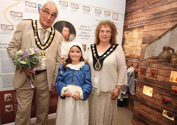 Coun John Handley, chairman of Nottinghamshire County Council, Daisy Appleton and Coun Madelaine Richardson, chairman of Bassetlaw Council at Retford Arts Festival