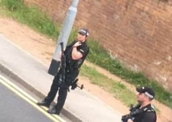 Picture sent in by Claire Smith shows armed police officers on Cheapside.