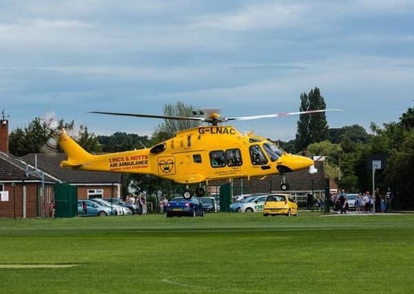Air ambulance at Morton primary school
