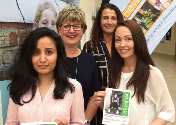 Pictured at the launch event from left to right are Ally Sultana (NSPCC Midlands Campaigns Manager), Carol Scawthon (CEO, New Roots Housing, Gemma Murphy (Associate Principal , Retford Oaks Academy) and Sammy Woodhouse (sexual abuse survivor).