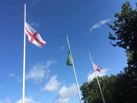 Flags outside Nottinghamshire County Council building