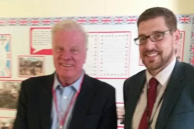 Sir Edward Leigh and headteacher, Sam Coy
