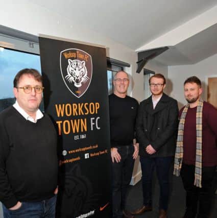 The new directors at Worksop Town are from left, Paul Williams, Paul Tomkins, Niall Robertson and Jake Brown.