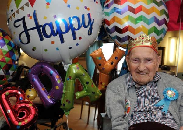 George Arnold, who celebrated his 107th birthday at Westwood Residential Home, Worksop, on Wednesday.