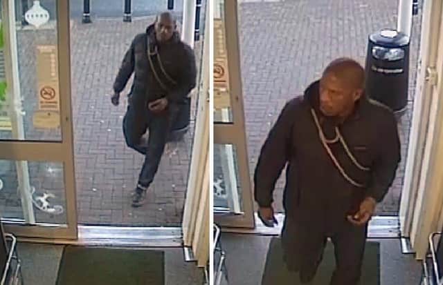 Officers would like to speak to this man in connection with a knifepoint robbery at the Co-op in Kirkby.