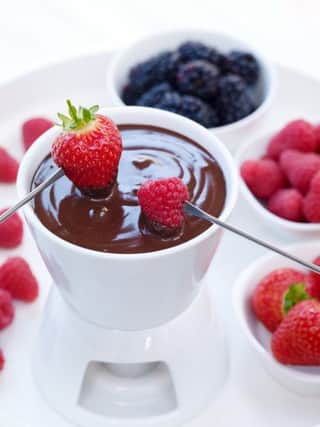Berryworld mixed berries and dark chocolate fondue. Photo by Jason Ingram.