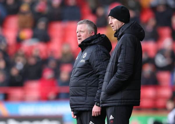 Chris Wilder and his assistant Alan Knill (right): Simon Bellis/Sportimage