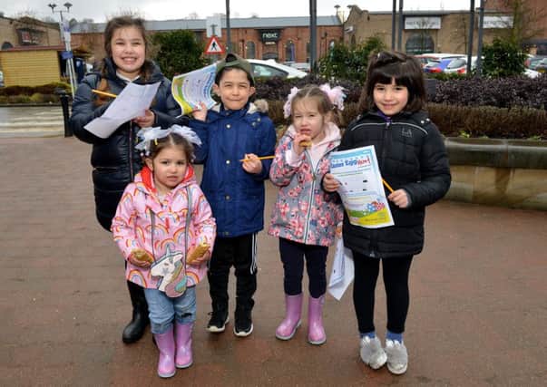 Charity Easter Egg hunt in MarshallÃ¢Â¬"s Yard, Gainsborough, pictured are the Duric family Lornada, nine, Lilyarner, two, Armani, six, Louisa, four and Angelina, five