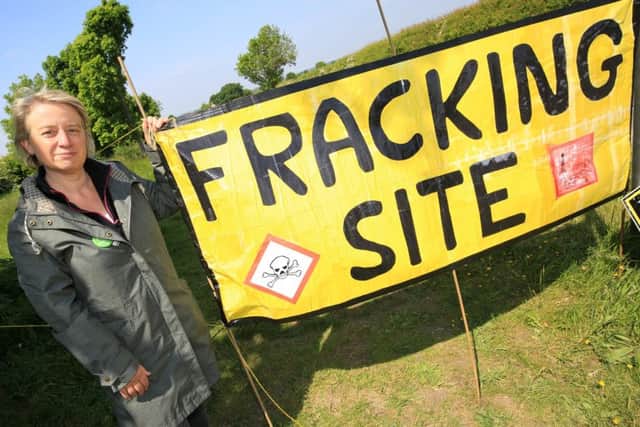 Fracking rally at the site of a exploratory drilling site at Tinker Lane near Worksop. Pictured is former Green Party Leader Natalie Bennett.